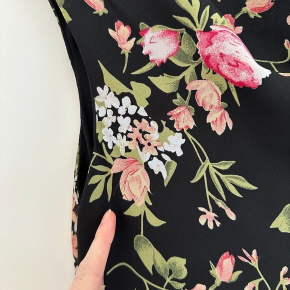 Vintage Y2K Speechless Dark Floral Midi Dress Size Small Cowl Neck Fairy Grunge - Picture 6 of 11